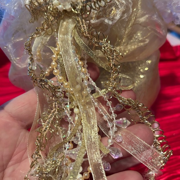 Beautiful handcrafted Christmas tree angel- lace- ribbons- beads-traditional - Picture 2 of 9